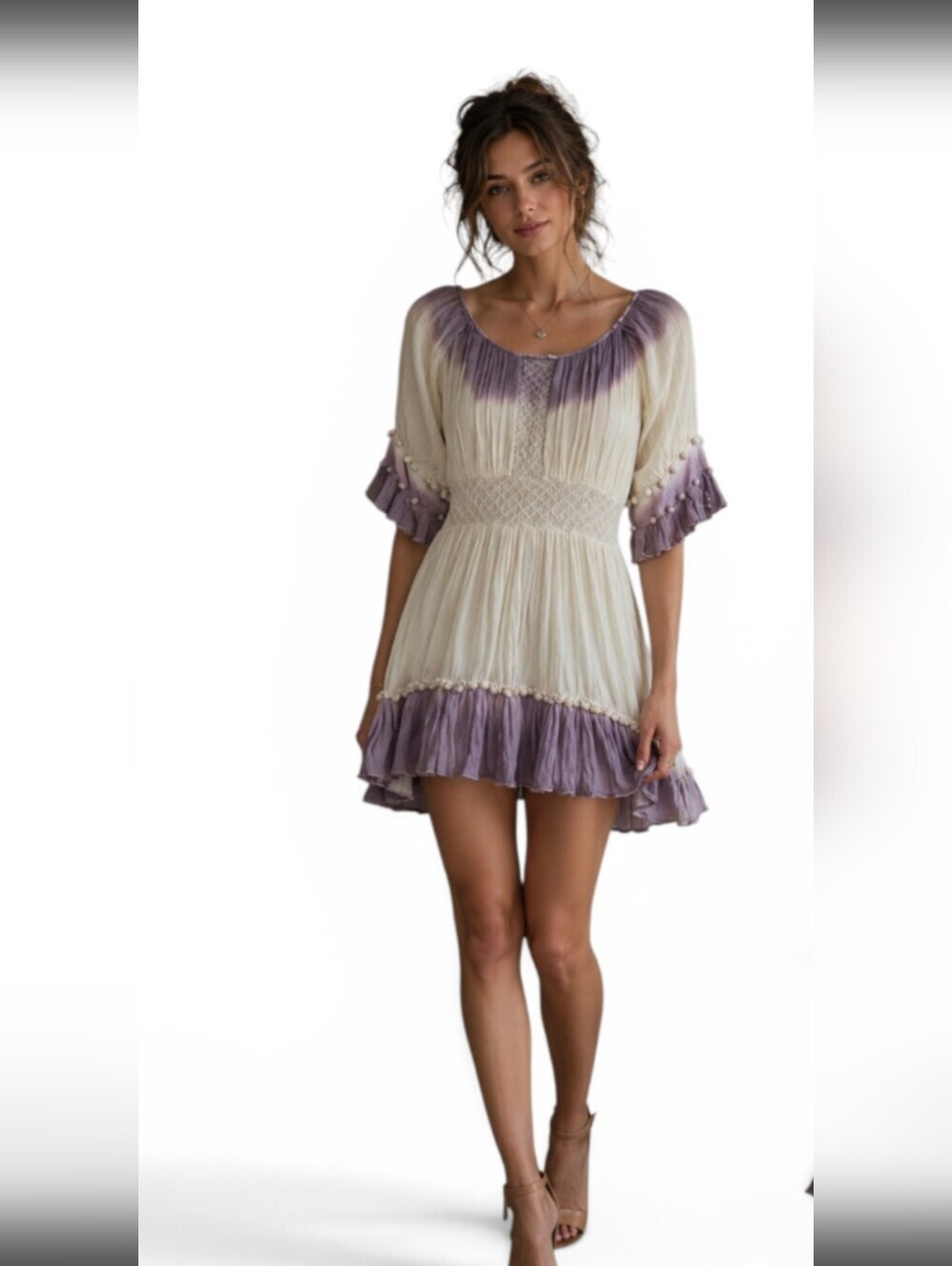Tony Cohen Silk Tie Dye Tunic Mini Dress | Boho Fairy Festival Silk Dress